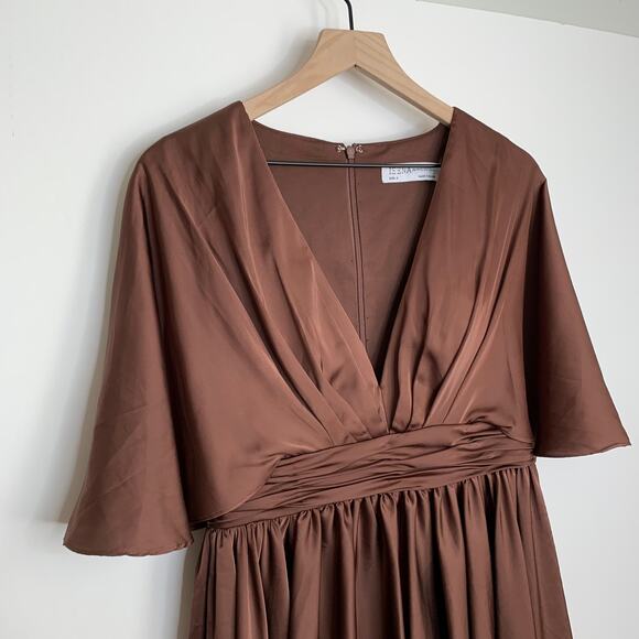 Mac Duggal Dolman Sleeve Satin Cocktail Dress Drape Flowy Formal Size 8 New - Picture 9 of 16